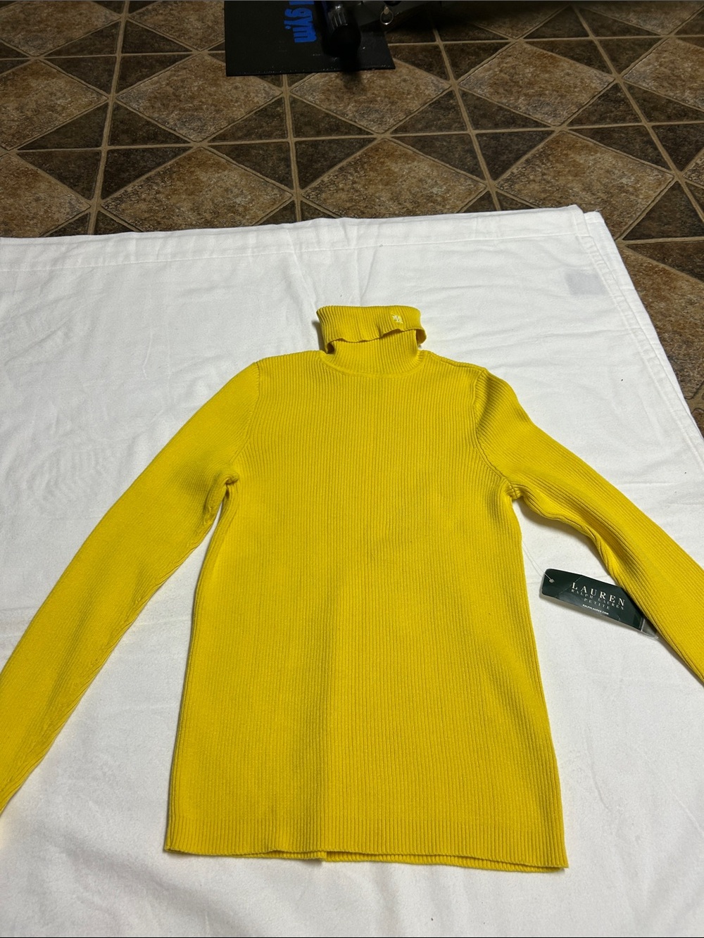 Lauren Ralph Lauren Yellow Ribbed Turtleneck Sweater